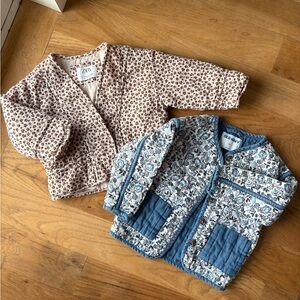 Zara Kids Cream and Brown Leopard Print Jacket and Old Navy Blue Patchwor